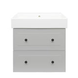 Sivo-mat kopalniška omarica Naturel Forli s keramičkim umivaonikom modernog, jednostavnog dizajna.