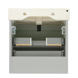 Sivo-mat kopalniška omarica Naturel Forli s keramičkim umivaonikom modernog, jednostavnog dizajna.