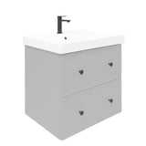 Viseča kopalniška omarica s keramičkim umivaonikom Naturel Forli u sivoj mat boji