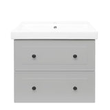 Viseča kopalniška omarica s keramičkim umivaonikom Naturel Forli u sivoj mat boji