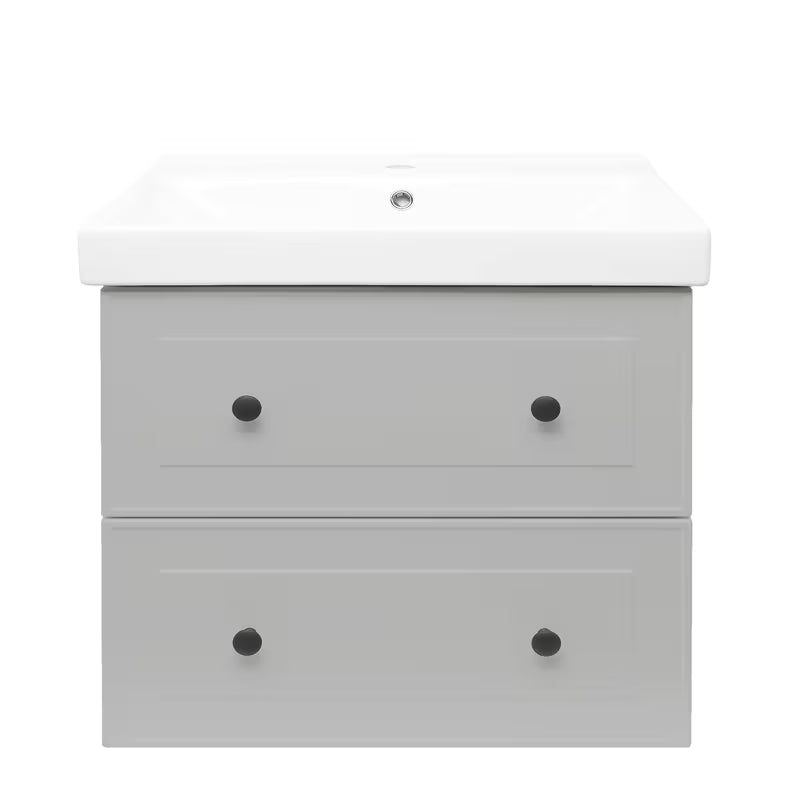 Viseča kopalniška omarica s keramičkim umivaonikom Naturel Forli u sivoj mat boji