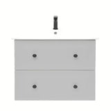 Viseča kopalniška omarica s keramičkim umivaonikom Naturel Forli u mat sivoj boji