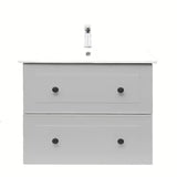 Viseča kopalniška omarica s keramičkim umivaonikom Naturel Forli u mat sivoj boji