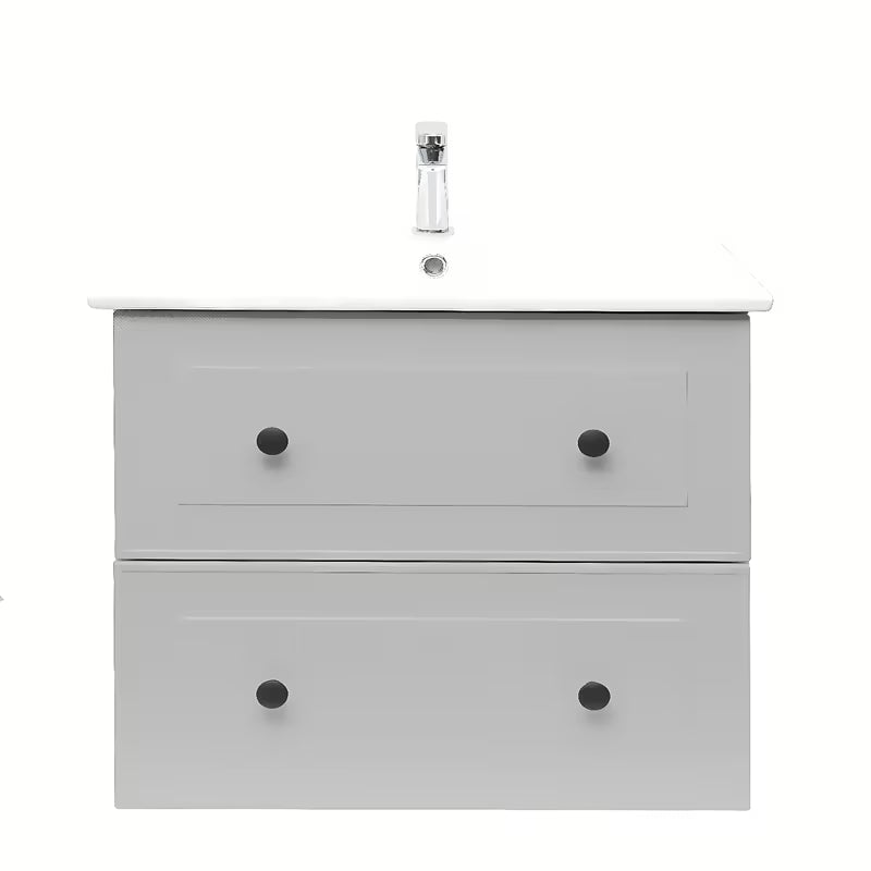 Viseča kopalniška omarica s keramičkim umivaonikom Naturel Forli u mat sivoj boji