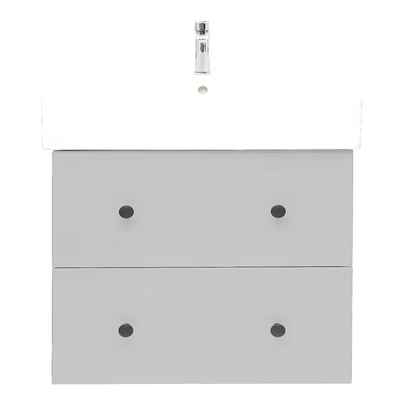 Viseča kopalniška omarica s keramičkim umivaonikom Naturel Forli u mat sivoj boji