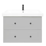 Viseča kopalniška omarica s keramičkim umivaonikom Naturel Forli u mat sivoj boji