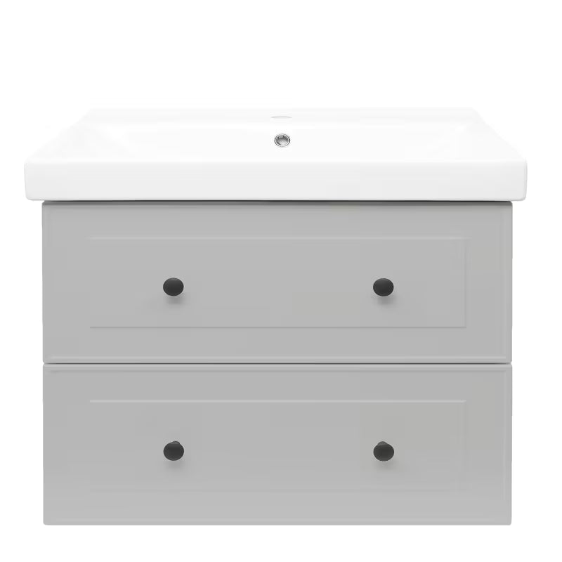 Viseča kopalniška omarica s keramičkim umivaonikom Naturel Forli u mat sivoj boji