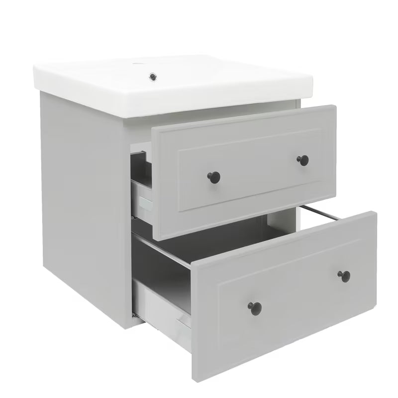 Viseča kopalniška omarica s keramičkim umivaonikom Naturel Forli u mat sivoj boji