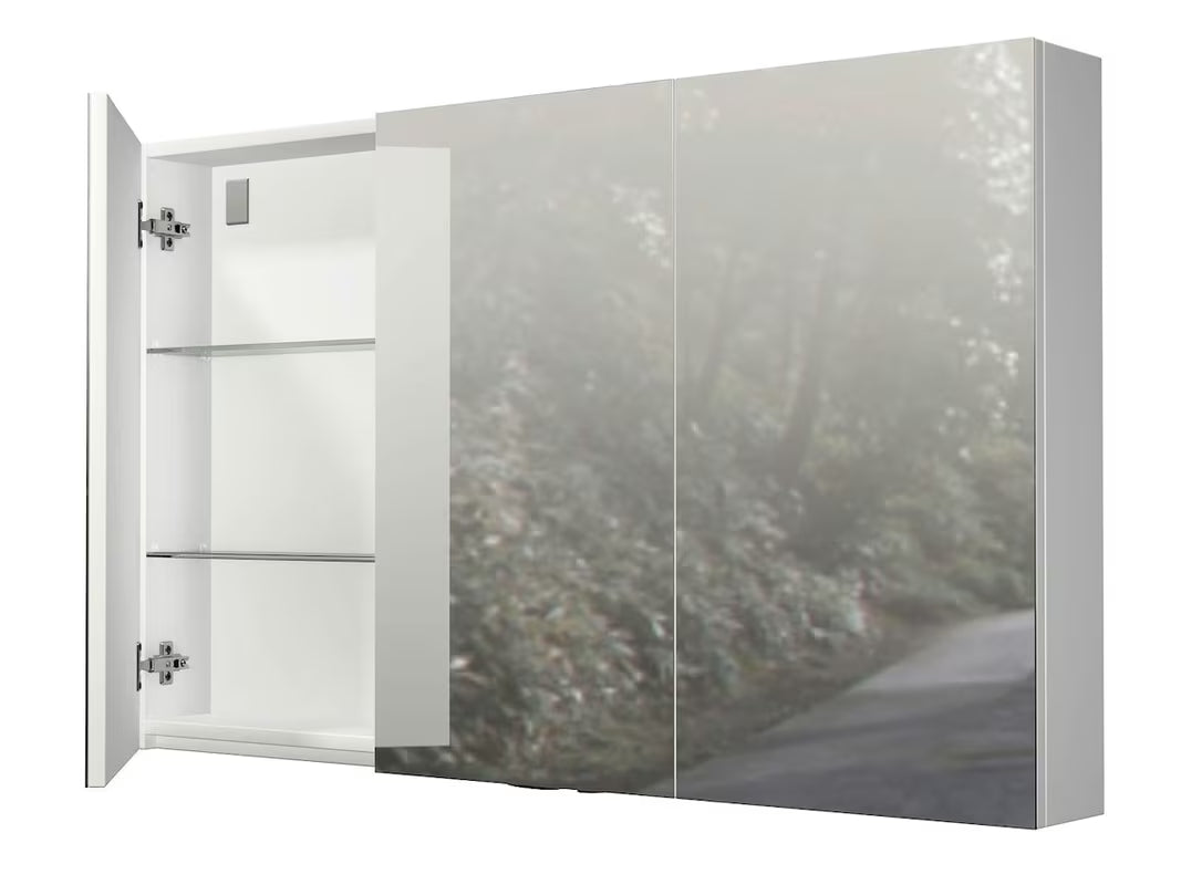 Omarica z Ogledalom Naturel 120x72 cm v sivo-srebrni barvi s tremi zrcalnimi vratci