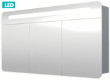 Omarica z Ogledalom Naturel 120x65 cm v sivo-srebrni barvi z LED osvetlitvijo in s trojnimi zrcalnimi vrati.