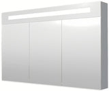 Omarica z Ogledalom Naturel 120x75 cm v sivo-srebrni barvi s trojnimi zrcalnimi vrati in LED osvetlitvijo