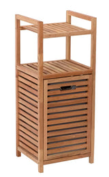 Stoječa koš za perilo Naturel Home v dekorju oreha z mat površino in odstranljivim sivim tekstilnim vložkom.