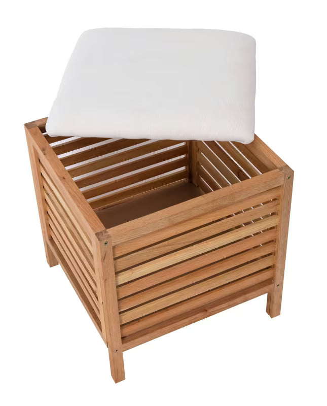 Stoječa tabure Naturel Home v dekorju oreha z mat oljeno površino in tekstilnim sedalom.