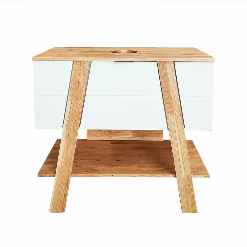 Stoječa kopalniška omarica pod umivalnik na pult Naturel Home 80x73x46 cm v barvi oreh/bela.