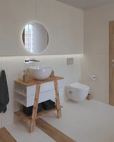 Stoječa kopalniška omarica pod umivalnik na pult Naturel Home 80x73x46 cm v barvi oreh/bela.