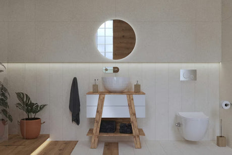 Stoječa kopalniška omarica pod umivalnik na pult Naturel Home 80x73x46 cm v barvi oreh/bela.