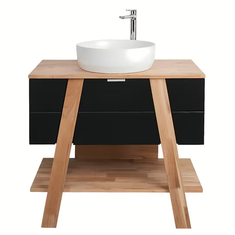 Stoječa kopalniška omarica pod umivalnik na pult Naturel Home v izvedbi oreh/bela, 80x73x46 cm.