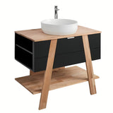 Stoječa kopalniška omarica pod umivalnik na pult Naturel Home v izvedbi oreh/bela, 80x73x46 cm.