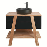 Stoječa kopalniška omarica pod umivalnik na pult Naturel Home v izvedbi oreh/bela, 80x73x46 cm.