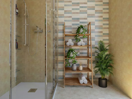 Stoječa regal Naturel Home u dekoru oraha s mat površinom od masivnog drva