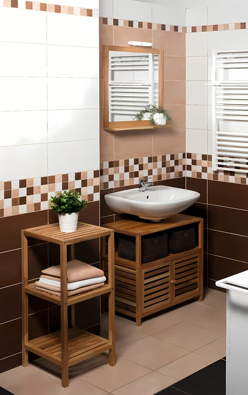 Stoječa regal Naturel Home u dekoru oraha od masivnog drva s mat površinom