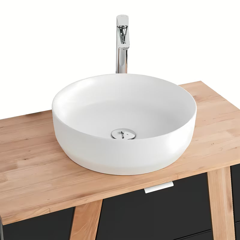 Stoječa kopalniška omarica pod umivalnik na pult Naturel Home u izvedbi orah/bijela, 80x73x46 cm.