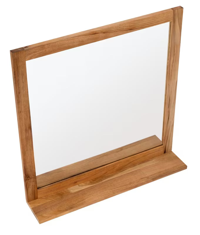 Ogledalo Naturel Home s polico 60x61,5 cm u dekoru oraha, vertikalna orijentacija.