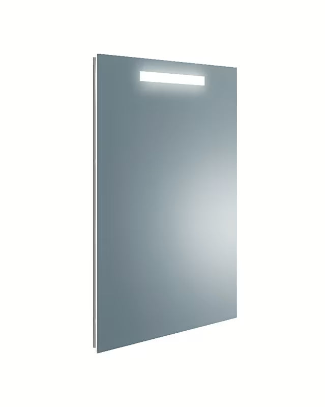 Pravokotno ogledalo Naturel Iluxit 50x70 cm z zgornjo LED osvetlitvijo, pokončna postavitev.