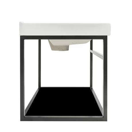 Črna kopalniška omarica Naturel Industrial s keramičnim umivalnikom in črno polico