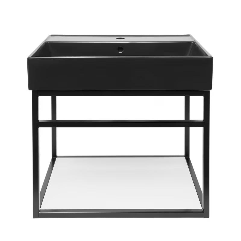 Konstrukcija s keramičkim umivaonikom Naturel Industrial u crnoj mat boji s bijelom mat policom