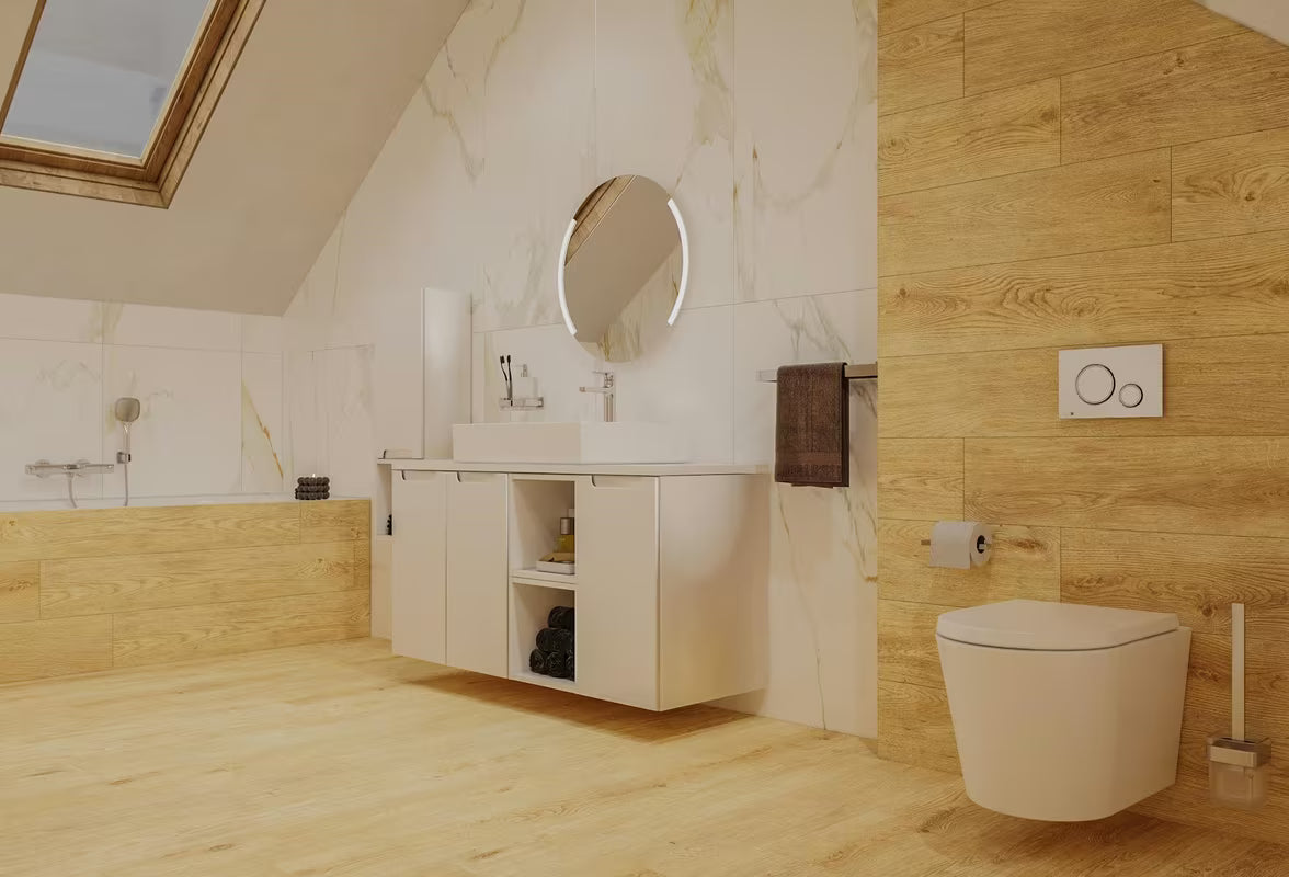 Okruglo kupaonsko LED ogledalo Naturel promjera 60 cm s pozadinskim osvjetljenjem i aluminijskim okvirom