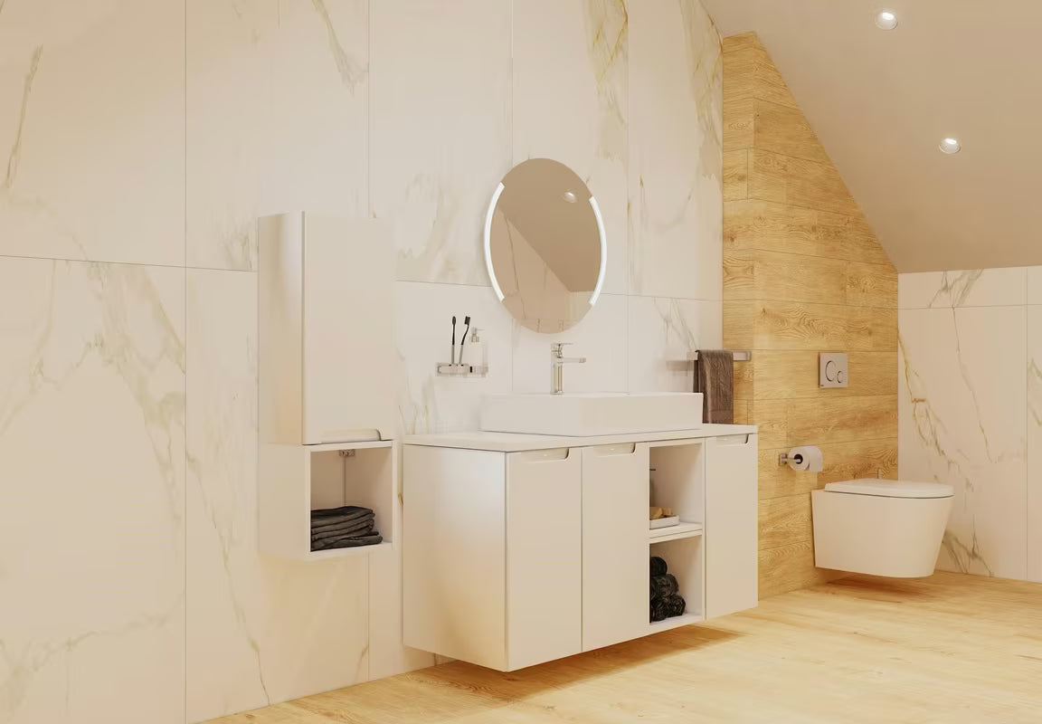 Okruglo kupaonsko LED ogledalo Naturel promjera 60 cm s pozadinskim osvjetljenjem i aluminijskim okvirom