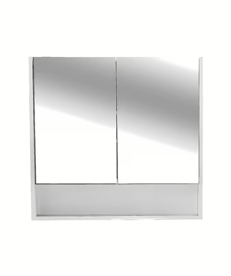 Bela omarica z ogledalom Naturel Lucca 80x75 cm z zrcalnimi vrati in notranjimi policami