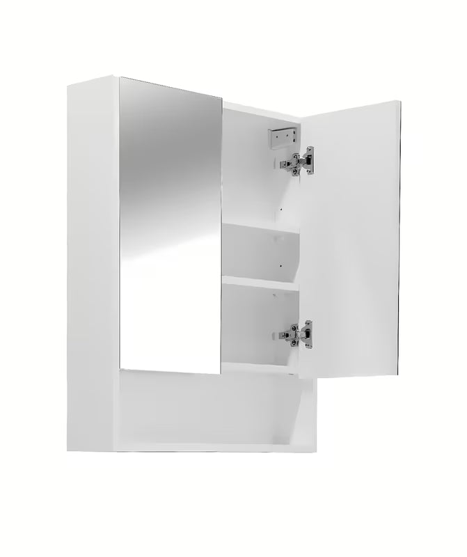 Bijeli omarica z ogledalom Naturel Lucca 60x75 cm sa zrcalnim vratima i unutarnjim policama.