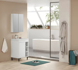 Bijeli omarica z ogledalom Naturel Lucca 60x75 cm sa zrcalnim vratima i unutarnjim policama.