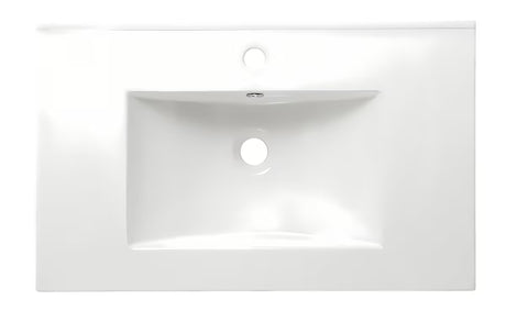 Beli keramični pohištveni umivalnik Naturel Modena 61 x 46 cm z odlagalno površino in odprtino pro za armaturo na sredini.