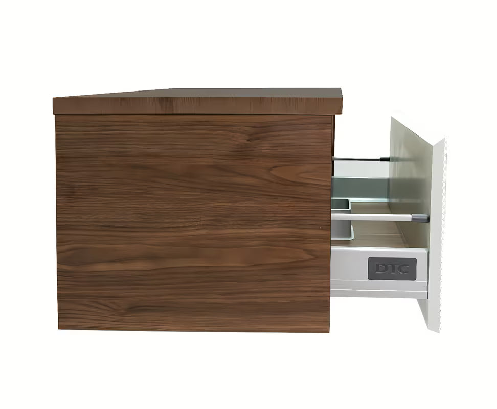 Viseča kopalniška omarica Naturel Monza s pokrivno ploščo u dekoru oraha s bijelom rebrastom frontom