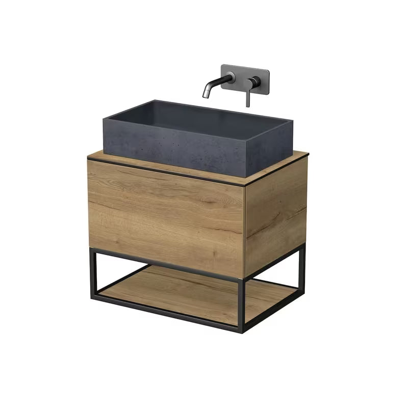 Viseča omarica pod umivalnikom Naturel Oxo 70x50 cm v dekorju hrast halifax z univerzalno ploščo