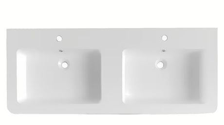 Bel za kopalniško pohištvo dvojni umivalnik Naturel Pavia 120x49 cm iz litega marmorja z dvema odprtinama pro za armaturo