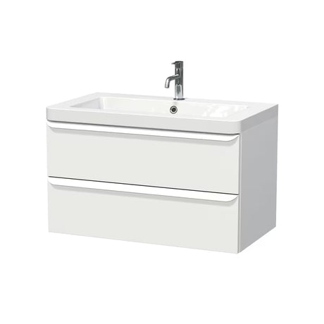 Viseča kopalniška omarica z umivalnikom Naturel Pavia v mat beli, 85x53x49 cm.