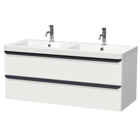 Naturel Pavia viseča omarica z umivalnikom u mat bijeloj boji s crnom mat ručkicom