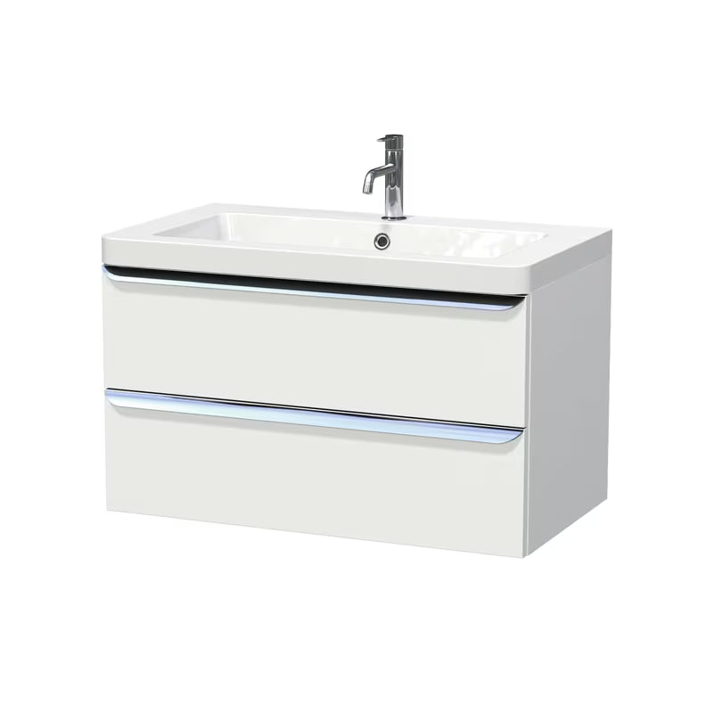 Viseča omarica z umivalnikom Naturel Pavia u mat bijeloj boji s kromiranom ručkicom