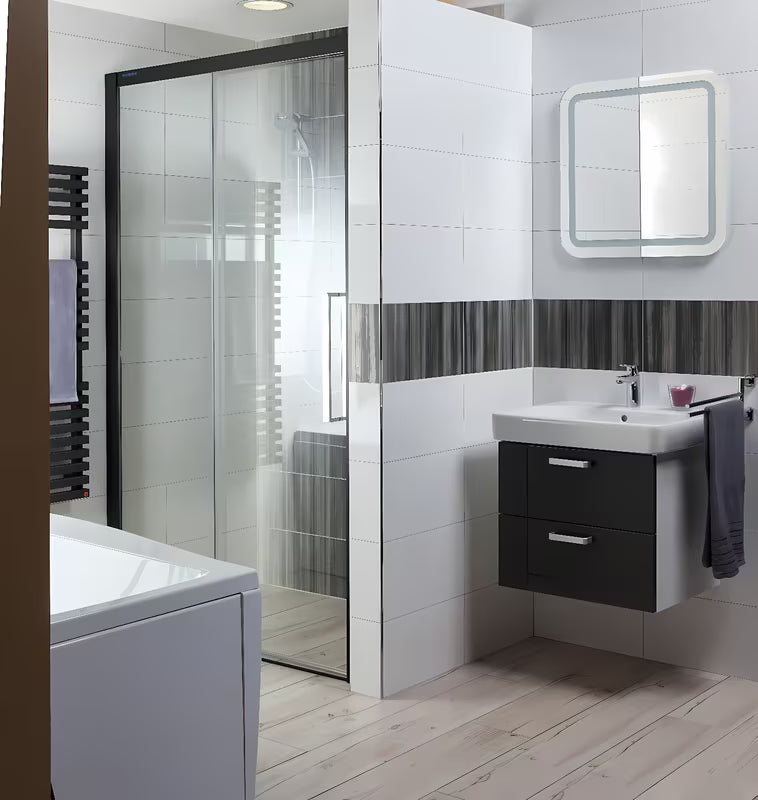 Kvadratno LED ogledalo Naturel Pavia 60x60 cm z osvetlitvijo po obodu in fasetiranimi robovi