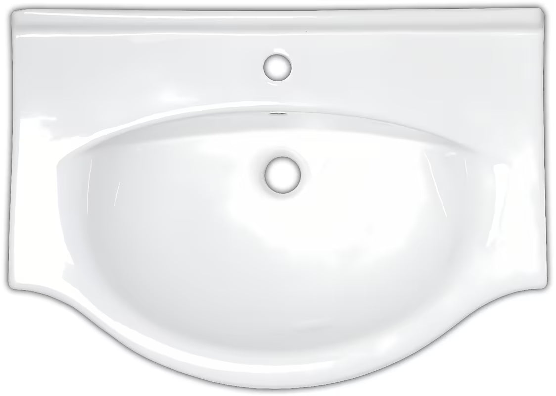 Bel keramični pohištveni umivalnik Naturel Pro 81 x 50 cm z odprtino pro za armaturo na sredini