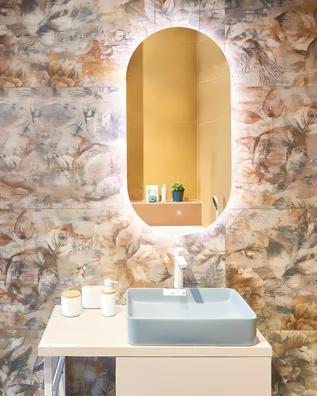 Ovalno LED ogledalo Naturel Project 40x80 cm s folijom protiv zamagljivanja i upravljanjem na dodir