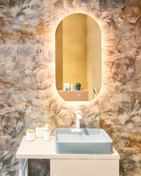 Ovalno LED ogledalo Naturel Project 60x120 cm s senzorjem in folijo proti rosenju