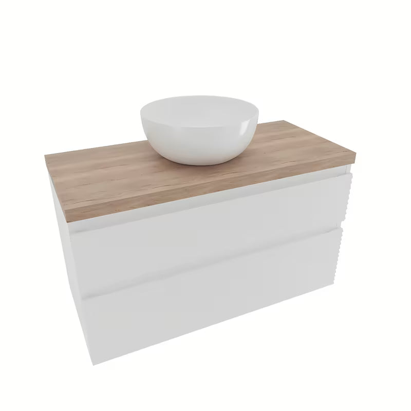 Viseča kopalniška omarica pod umivalnik Naturel Savona u bijeloj sjajnoj boji s profiliranom frontom i dvije ladice.