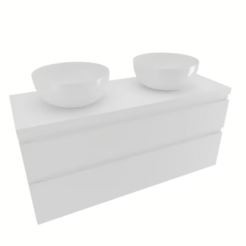 Viseča kopalniška omarica pod umivalnik Naturel Savona u bijeloj sjajnoj izvedbi s dvije ladice