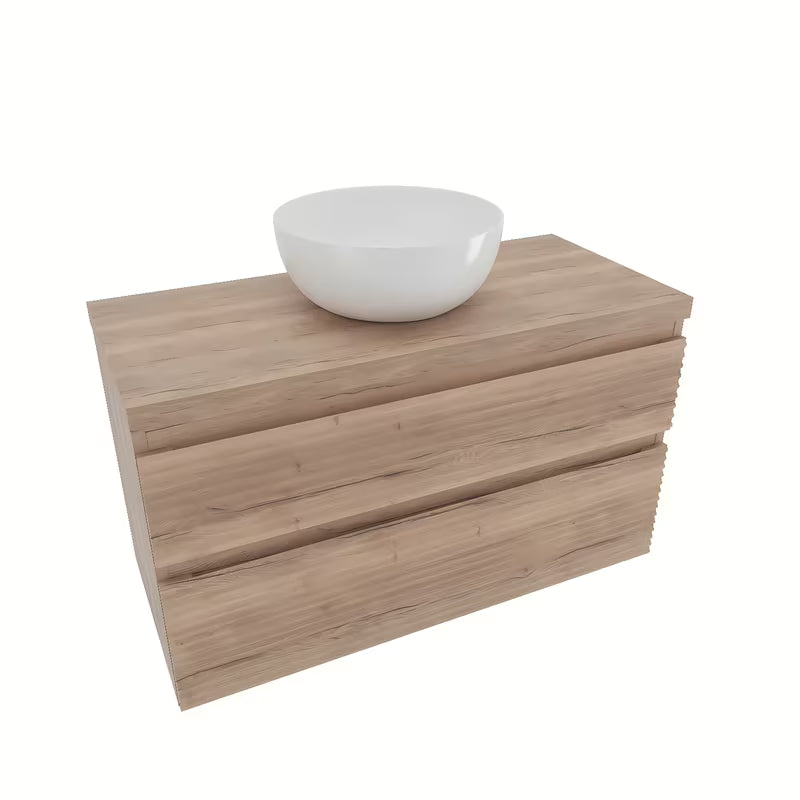 Viseča kopalniška omarica pod umivalnik Naturel Savona u dekoru hrasta Halifax s dvije ladice