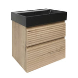 Viseča kopalniška omarica Naturel Savona s keramičnim umivalnikom v dekorju hrast halifax